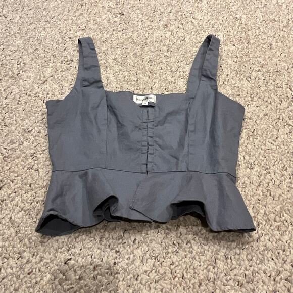 Privacy Please Revolve Hanna Top Tank Dusty Blue Sz M Hook and Eye Peplum - Picture 1 of 6
